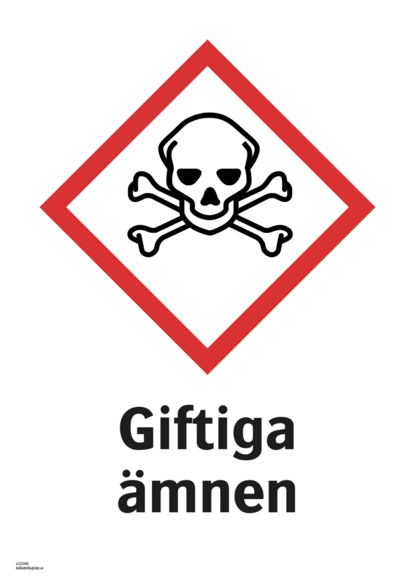 Varningsskylt med symbol för varning för giftiga ämnen och texten "Giftiga ämnen".
