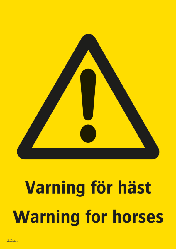 Varningsskylt med symbol för varning för fara och texten "Varning för katter" samt på engelska "Warning for cats".