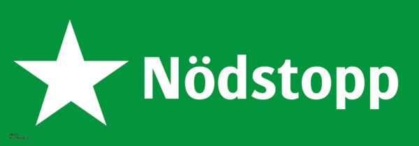 Nödskylt med texten "Nödstopp".