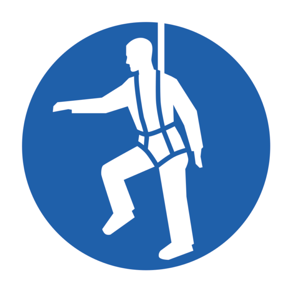 Skuren dekal med symbol för påbud säkerhetssele.