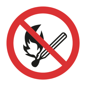 Skuren dekal med symbol för förbud - rökning och öppen eld förbjuden