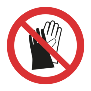 Skuren dekal med symbol för förbud - handskar