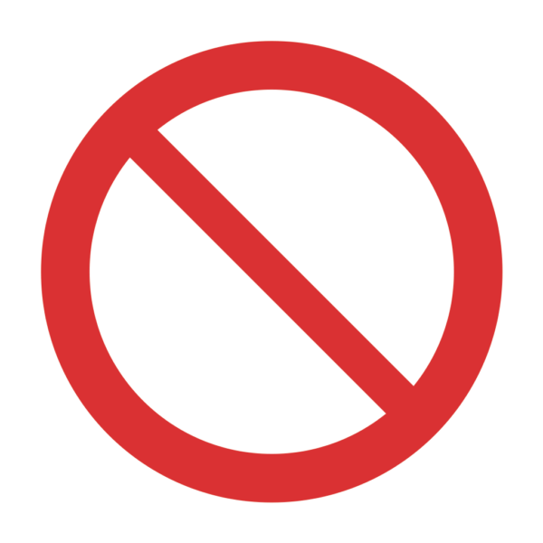 Skuren dekal med symbol för allmänt förbud
