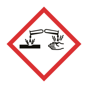 Skuren dekal med symbol för varning - frätande ämnen