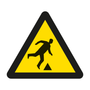 Skuren dekal med symbol för varning - snubbelrisk