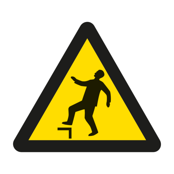 Skuren dekal med symbol för varning - fallrisk