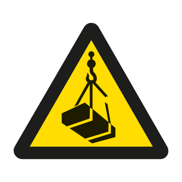 Skuren dekal med symbol för varning - hängande last