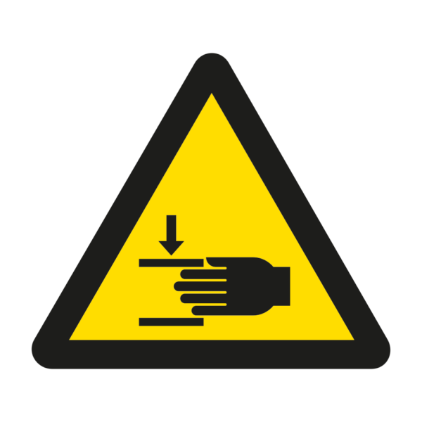 Skuren dekal med symbol för varning - klämrisk