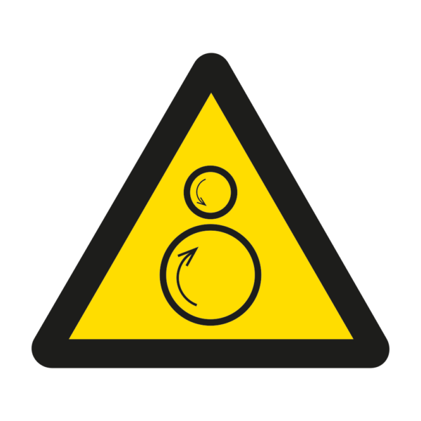 Skuren dekal med symbol för varning - roterande valsar