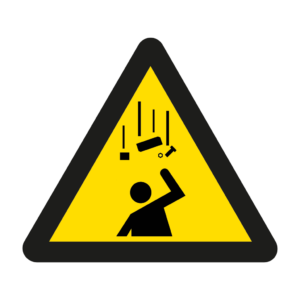 Skuren dekal med symbol för varning - fallande föremål